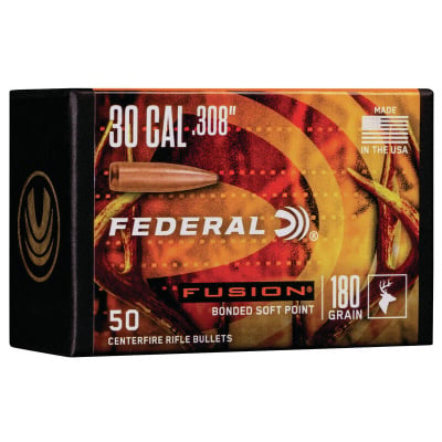 Federal Premium .308 Diameter 180 Grain Bonded Spitzer Fusion 50 Count Bullets