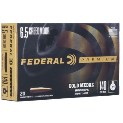 Federal Ammunition 6.5 Creedmoor 140 Grain Berger Hybrid Target Jacketed Hollow Point 20 Count