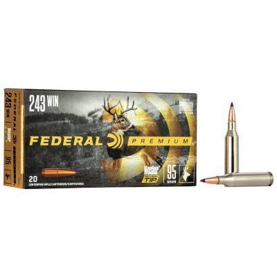 Federal Ammunition 243 Winchester 95 Grain Nosler Ballistic Tip Spire Point 20 Count