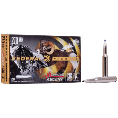 Federal Ammunition 270 Winchester 136 Grain Terminal Ascent Polymer Tipped 20 Count