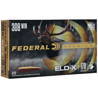 Federal Ammunition 308 Winchester 178 Grain ELD-X Polymer Tipped 20 Count
