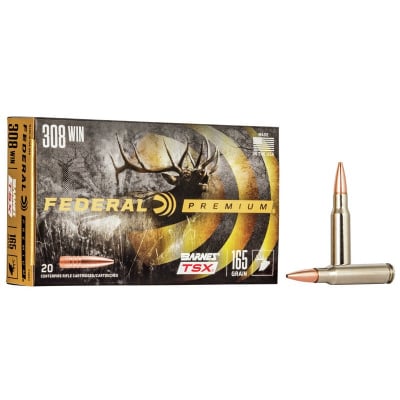 Federal Ammunition 308 Winchester 165 Grain Barnes TSX Solid Hollow Point 20 Count