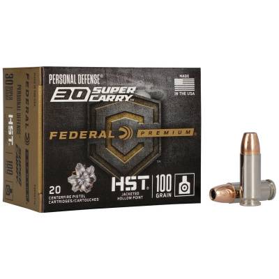 Federal Ammunition 30 Super Carry 100 Grain HST Jacketed Hollow Point 20 Count