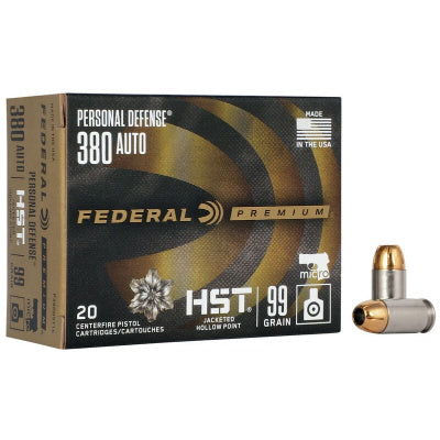 Federal Ammunition 380 ACP 99 Grain HST Micro Jacketed Hollow Point 20 Count