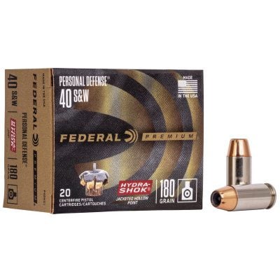 Federal Ammunition 40 S&W 180 Grain Hydra-Shok Jacketed Hollow Point 20 Count