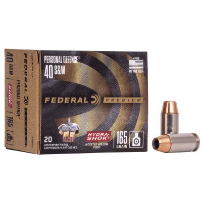 Federal Ammunition 40 S&W 165 Grain Hydra-Shok Jacketed Hollow Point 20 Count