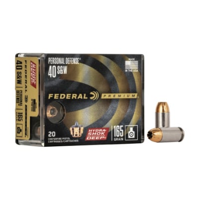 Federal Ammunition 40 S&W 165 Grain Hydra-Shok Deep Jacketed Hollow Point 20 Count