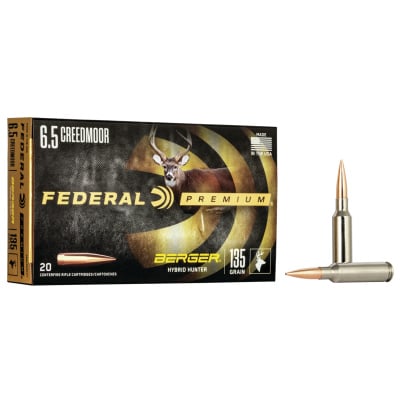 Federal Ammunition 6.5 Creedmoor 135 Grain Berger Hybrid Hunter Jacketed Hollow Point 20 Count