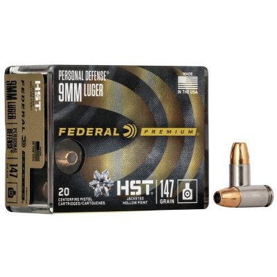 Federal Ammunition 9mm Luger 147 Grain HST Jacketed Hollow Point 20 Count