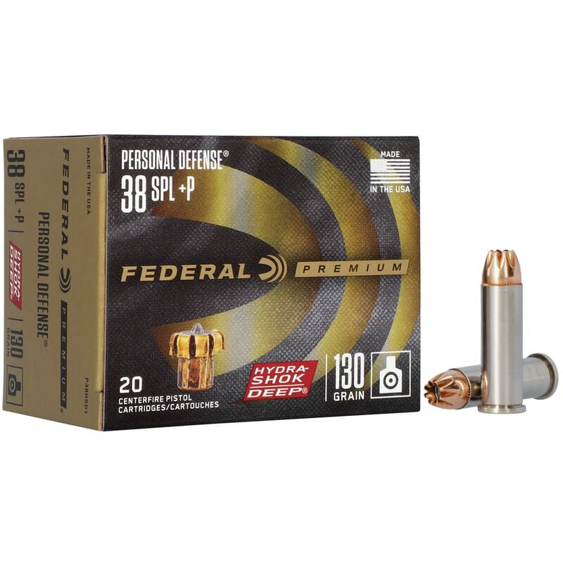 Federal Ammunition 38 Special +P 130 Grain Hydra-Shok Deep Jacketed Hollow Point 20 Count