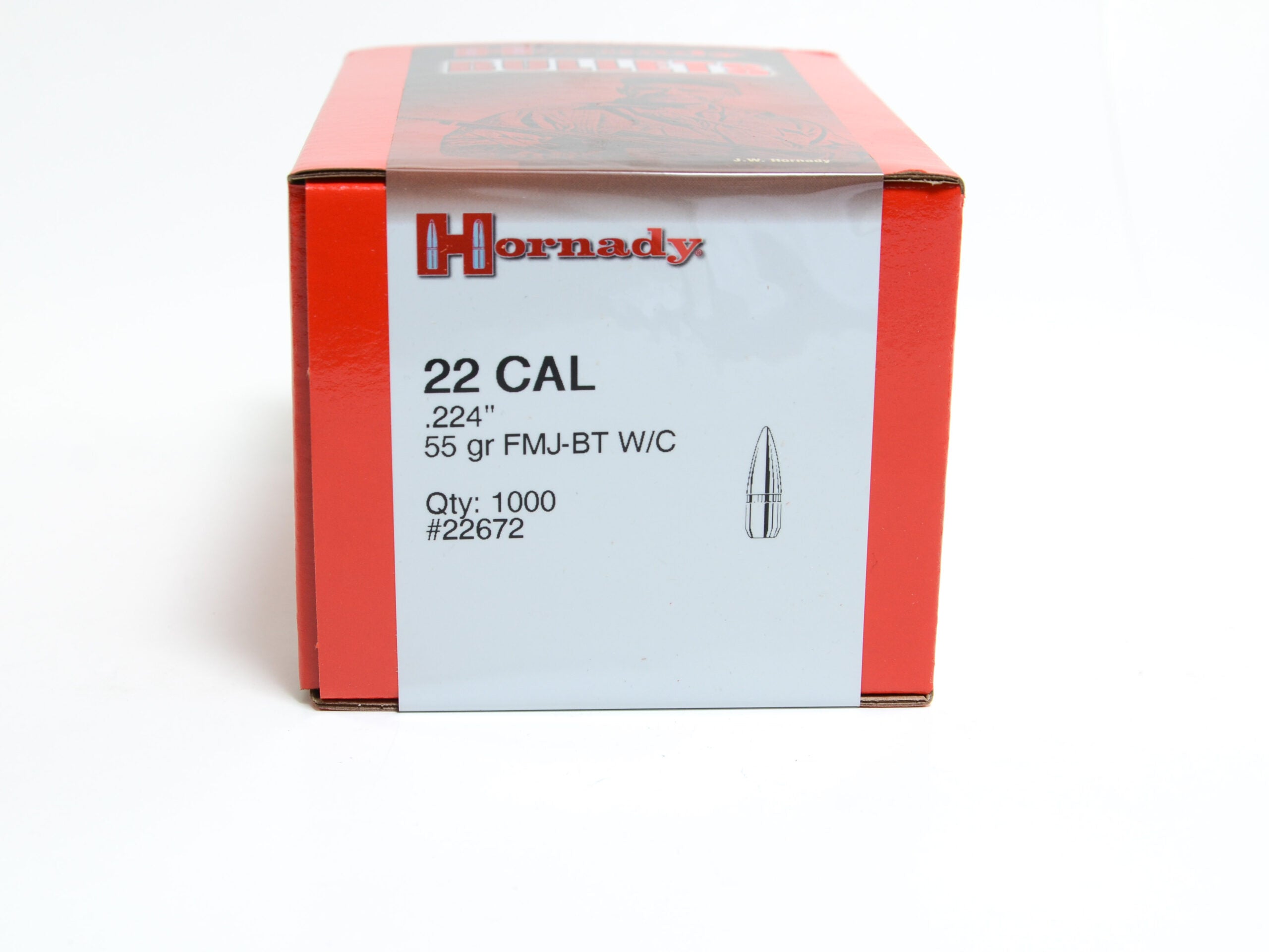 Hornady .224 Diameter 55 Grain Full Metal Jacket Count Bullets