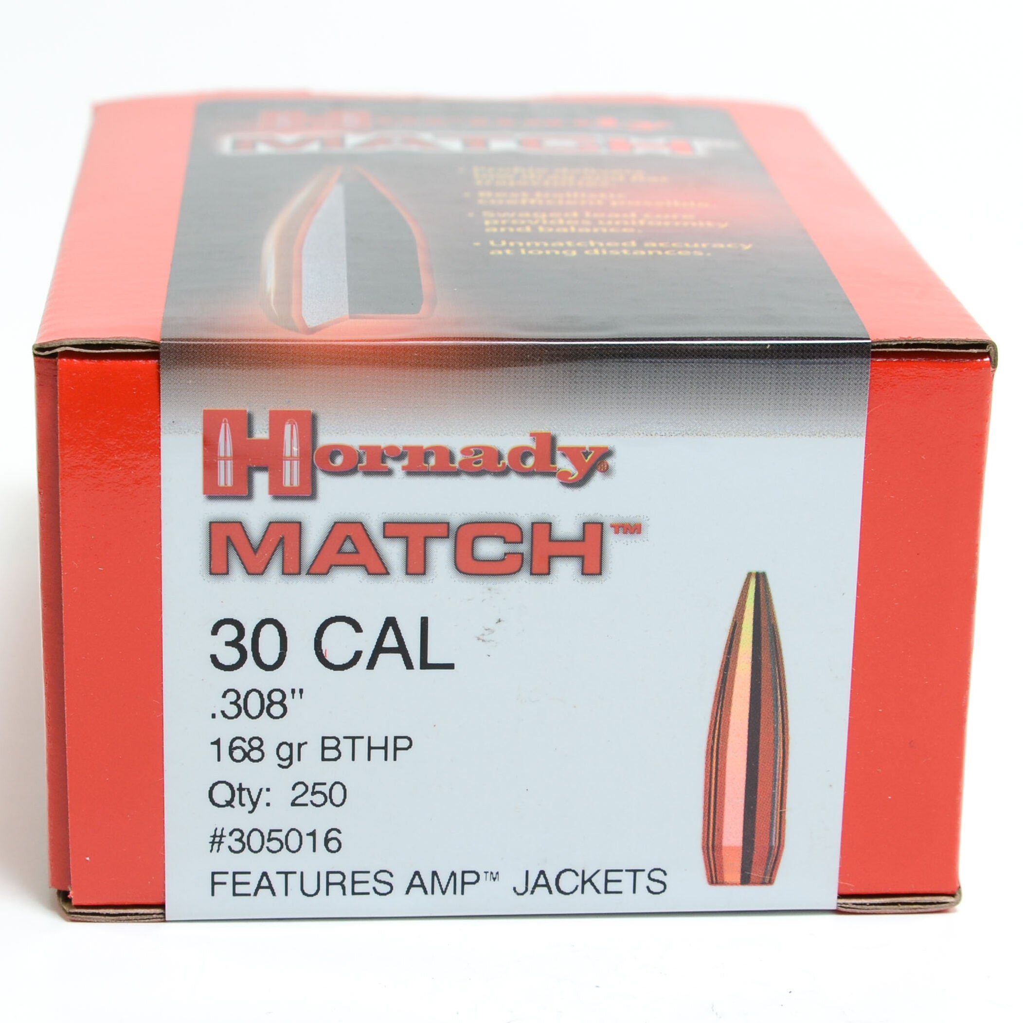 Hornady .308 Diameter 168 Grain Boat Tail Hollow Point Bullets