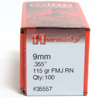 Hornady .355 Diameter 115 Grain Full Metal Jacket Bullets