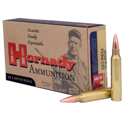 Hornady Ammunition 223 Remington 75 Grain Match Boat Tail Hollow Point 20 Count
