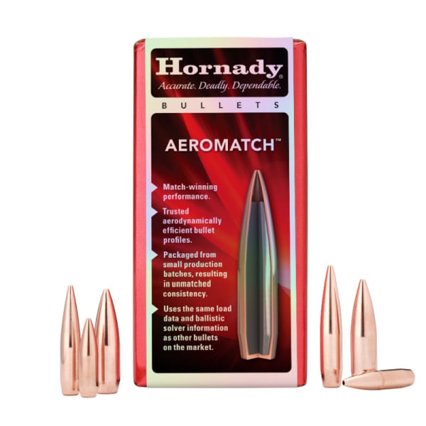 Hornady Aeromatch Bullets .224 Diameter 77 Grain Boat Tail Hollow Point 100 Count