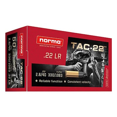 Norma Ammunition 22 Long Rifle 40 Grain Lead Round Nose 50 Count