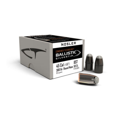 Nosler .458 Diameter 300 Grain Round Nose Ballistic Silvertip 50 Count Bullets (45-70 Government)