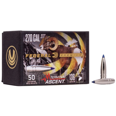 Federal Premium .277 Diameter 136 Grain Polymer Tip Terminal Ascent 50 Count Bullets