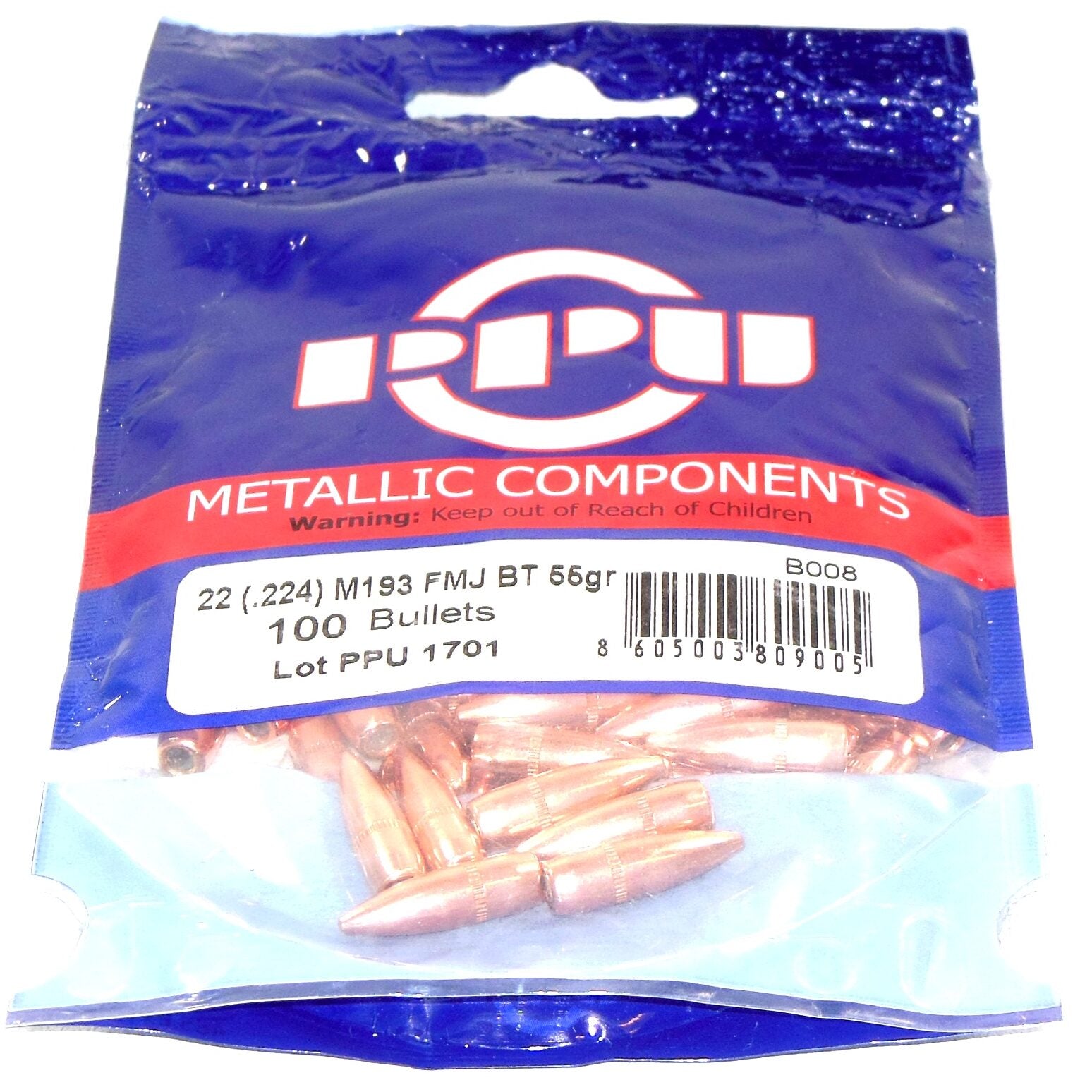 Prvi .224 / 22 55 Grain Full Metal Jacket Boat Tail (100)