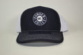 Powder Valley Hat Navy Blue Trucker Hat White Stitching