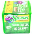 Sierra .308 / 30 180 Grain Hollow Point Boat Tail MatchKing (100)