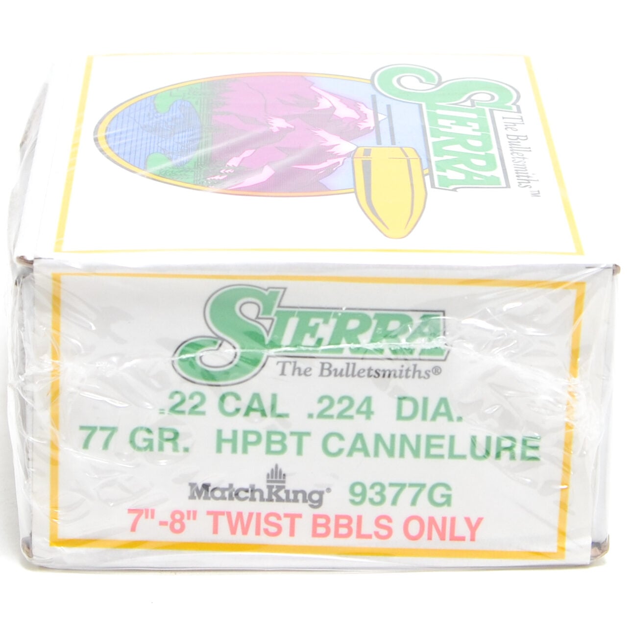 Sierra .224 Diameter 77 Grain Boat Tail Hollow Point With Cannelure MatchKing Bullets