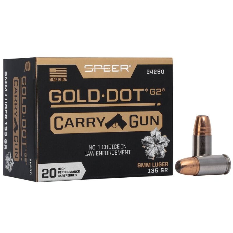 Speer Ammunition 9mm Luger 135 Grain Jacketed Hollow Point 20 Count
