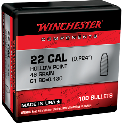 Winchester .224 Diameter 46 Grain Hollow Point 100 Count Bullets