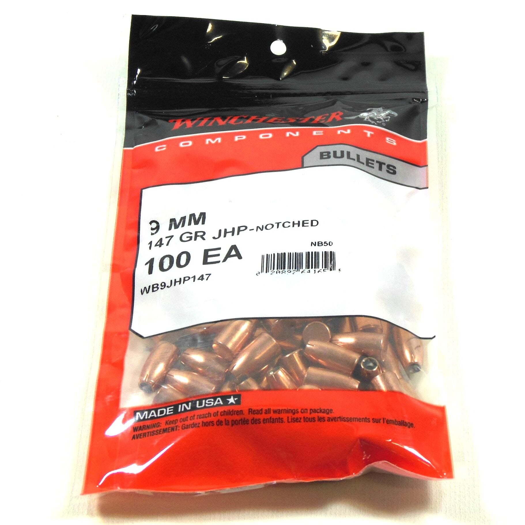 Winchester .355 / 9mm 147 Grain Jacketed Hollow Point (100)