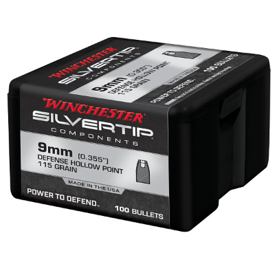 Winchester .355 Diameter 115 Grain Hollow Point Silvertip 100 Count Bullets