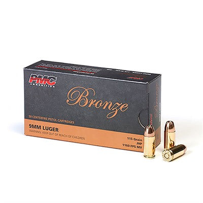 PMC Ammunition 9mm Luger 115 Grain Jacketed Hollow Point 50 Count