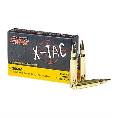 PMC Ammunition 5.56x45mm NATO 55 Grain Full Metal Jacket 20 Count
