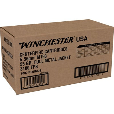 Winchester Ammunition 5.56x45mm NATO 55 Grain Full Metal Jacket 1000 Count