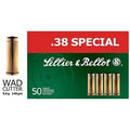 Sellier & Bellot Ammunition 38 Special 148 Grain Lead Wad Cutter 50 Count