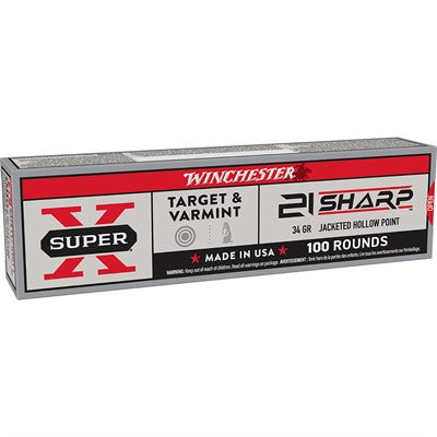 Winchester Ammunition 21 Sharp 34 Grain Jacketed Hollow Point 100 Count