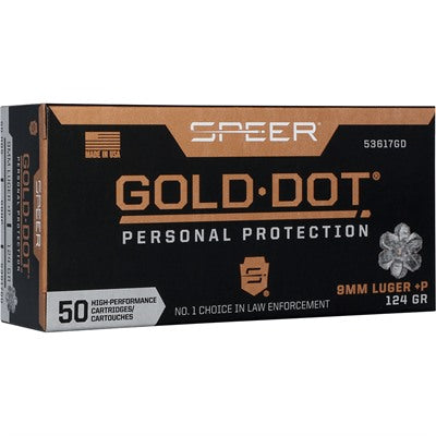 Speer Ammunition 9mm Luger +P 124 Grain Bonded Hollow Point 50 Count