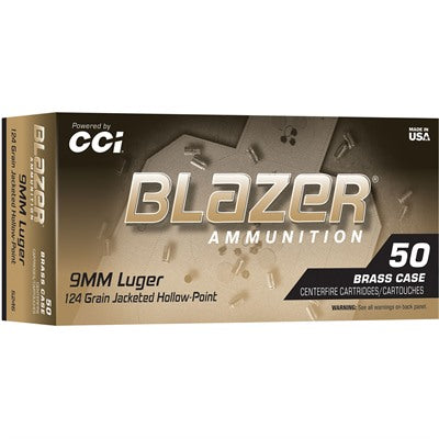 CCI Ammunition 9mm Luger 124 Grain Jacketed Hollow Point 50 Count