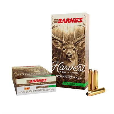 Barnes Ammunition 450 Bushmaster 260 Grain Flat Nose 20 Count