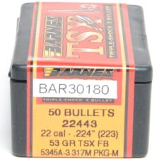 Barnes .224 / 22 53 Grain Triple-Shock X Flat Base Bullet (50)