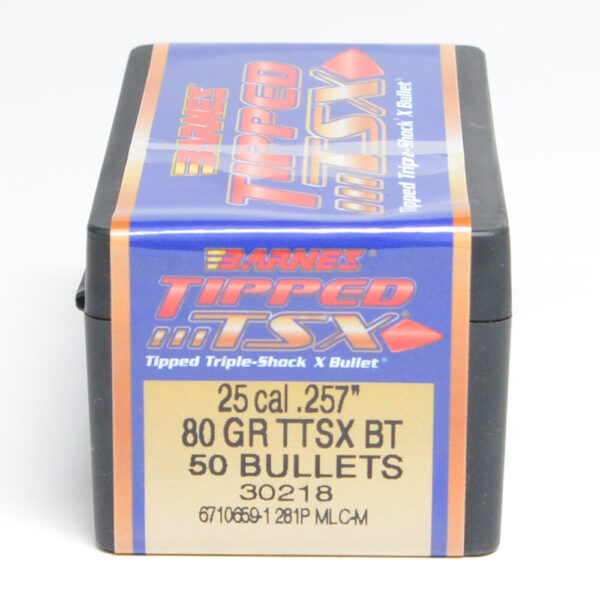 Barnes .257 / 257 80 Grain Tipped Triple-Shock X Boat Tail Bullet (50)