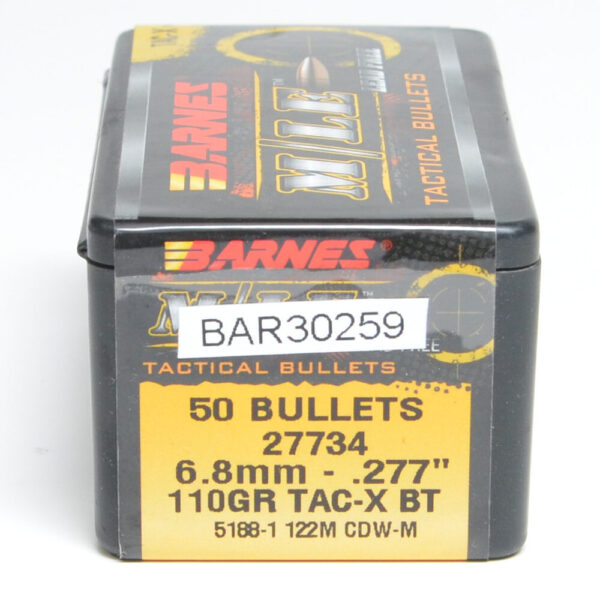 Barnes .277 / 6.8mm 110 Grain Tactical X Boat Tail Bullet (50)