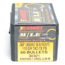Barnes .308 / 30 110 Grain Tactical Tipped X Flat Base Bullet (50)