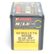 Barnes .308 / 30 168 Grain Tac X Boat Tail Bullet (50)