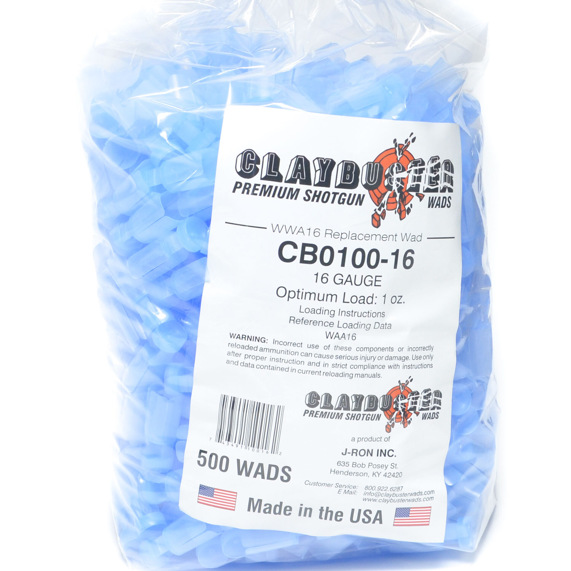 Claybuster 16 Ga Winchester AA 16 gauge Shotshell Wad (500) Powder Valley