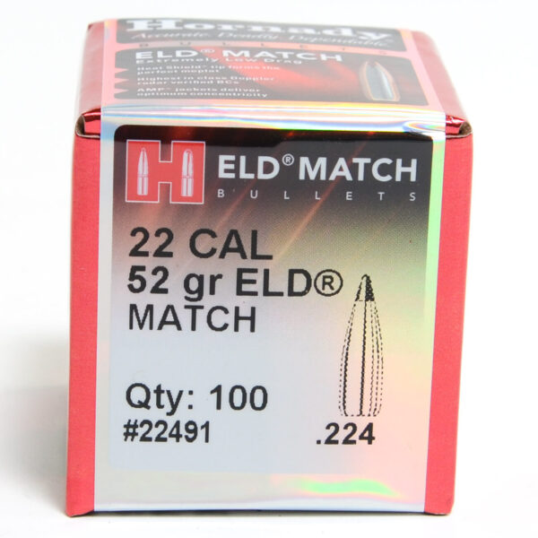 Hornady .224 / 22 52 Grain ELD-M (Extremely Low Drag Match) (100)
