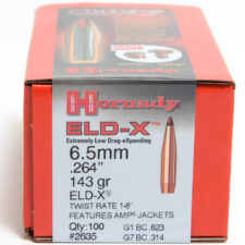 Hornady .264 / 6.5mm 143 Grain ELD-X (Extremely Low Drag Hunting) (100)