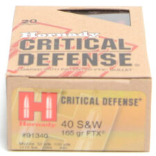 Hornady Ammo 40 S&W 165 Grain FTX (Flex Tip) Critical Defense (20)
