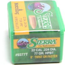 Sierra .224 / 22 77 Grain MatchKing Hollow Point Boat Tail Bullets (50 or 500 Bullets)