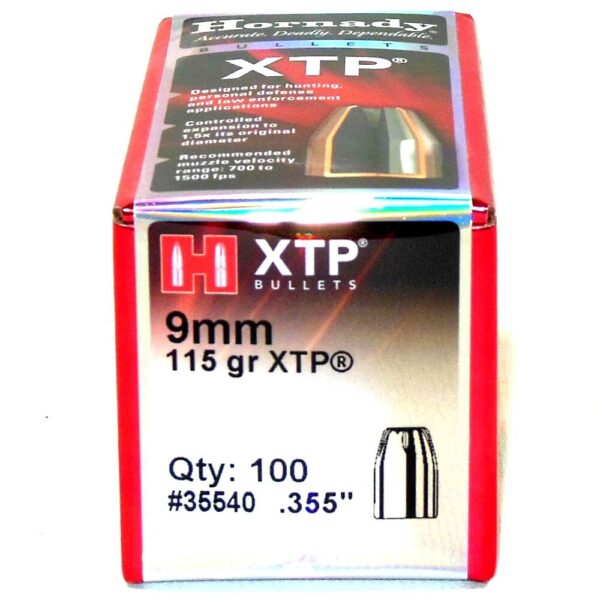 Hornady .355 / 9mm 115 Grain Hollow Point/XTP (eXtreme Terminal Performance) (100)