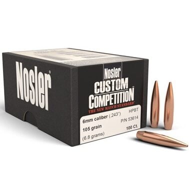 6mm 105gr RDF™ Bullet (100ct.)Nosler’s RDF line was designed from the ground up to provide exceptionally high BCs, which create the flattest trajectory and least wind drift possible. The keys to the RDF’s outstanding performance are Nosler’s meticulously optimized compound ogive and long, drag reducing boattail, which make handloading a snap and create an incredibly sleek form factor. RDF bullets also have the smallest, most consistent meplats of any hollow point match bullet line, so there is no need to point or trim tips.Bullet Info